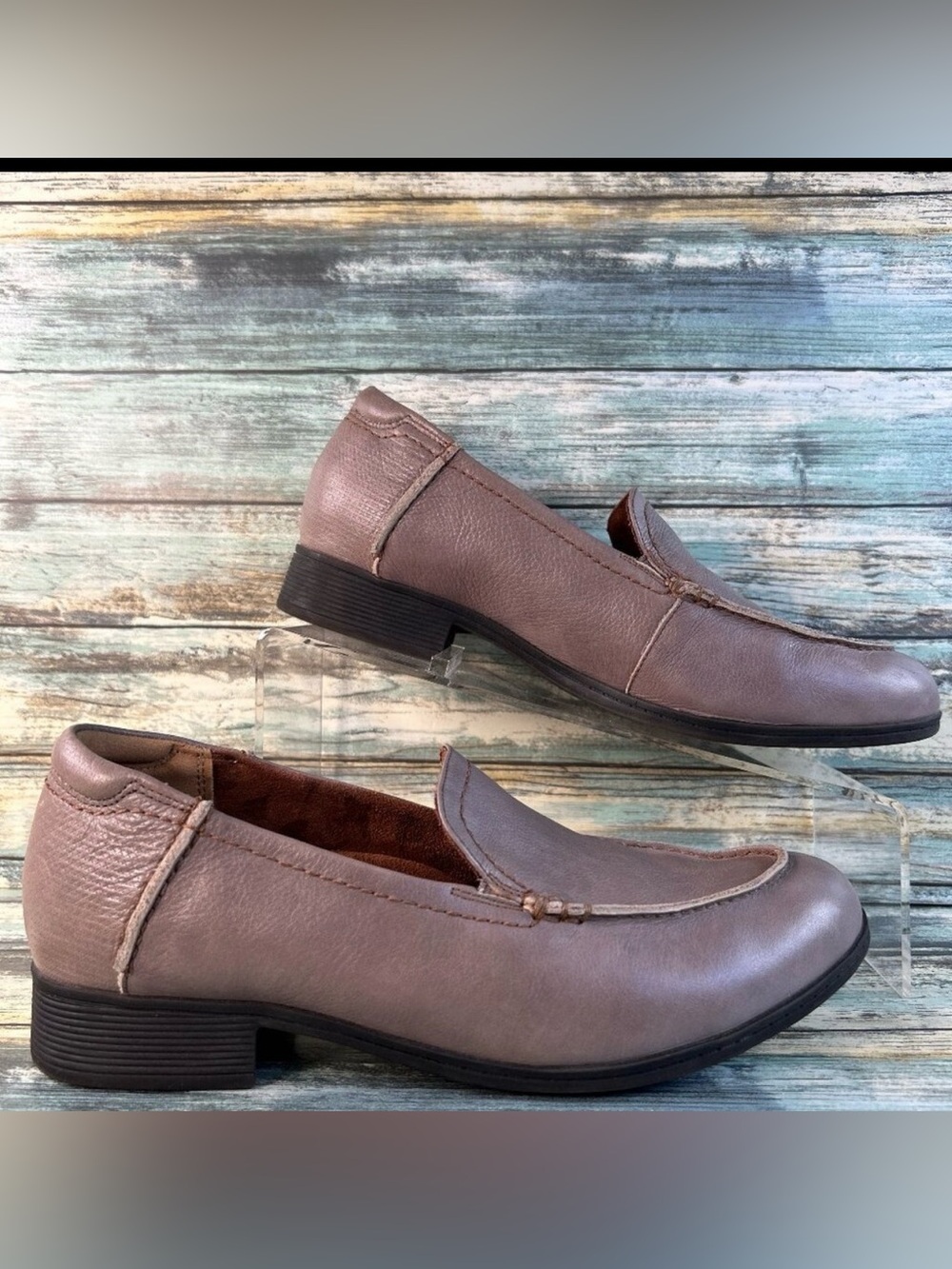 Cobb Hill Crosbie Shoes Womens 9 Gray Leather Slip On Comfort Loafers Dress Work